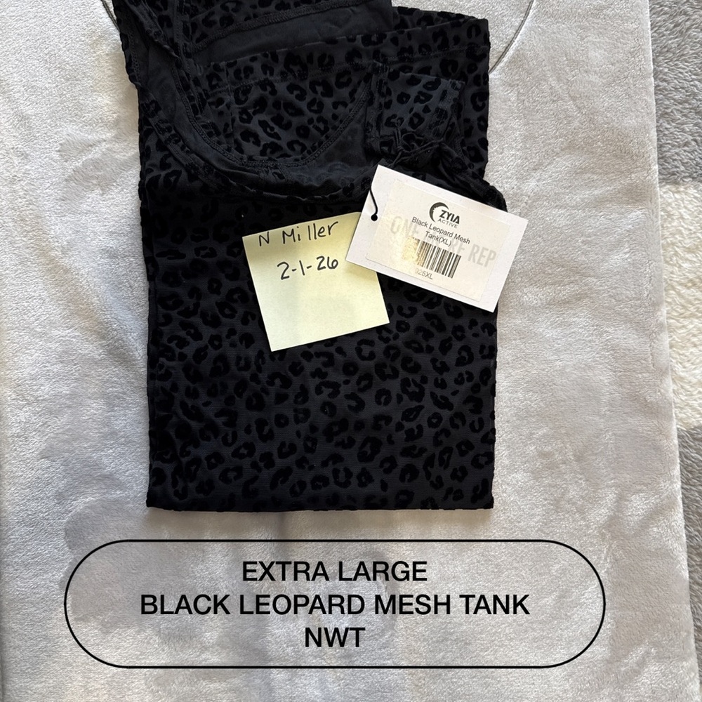 ZYIA Extra Large Black Leopard Mesh Tank